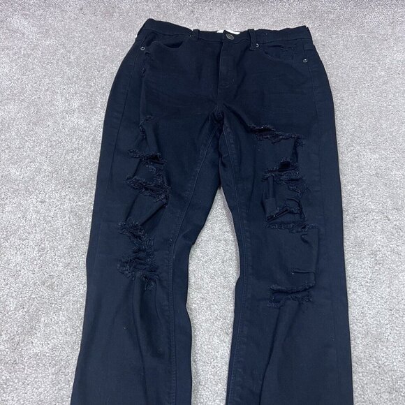 Mudd Jeans High Rise Ankle Jegging Skinny Black Distressed Pockets Size 11 - Picture 6 of 12